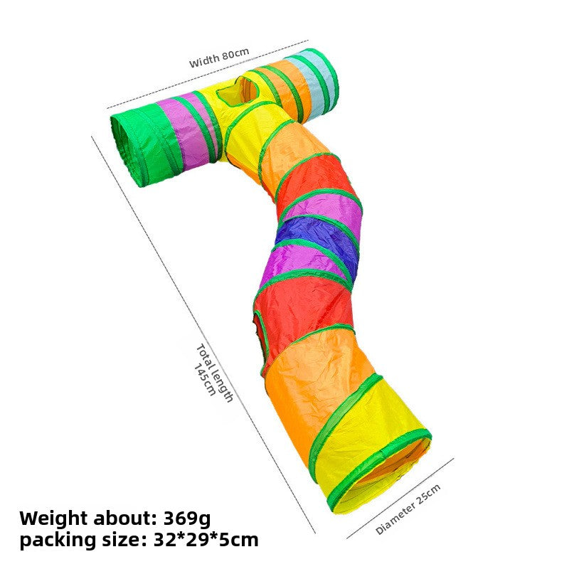 Foldable Rainbow Cat Tunnel Toy 🌈🐱