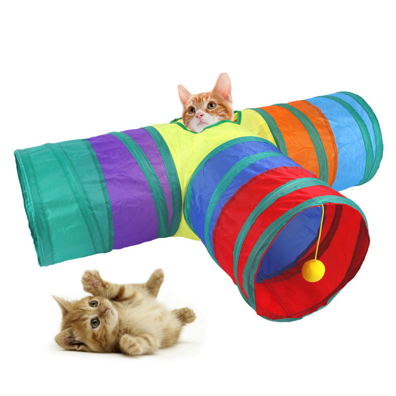 Foldable Rainbow Cat Tunnel Toy 🌈🐱
