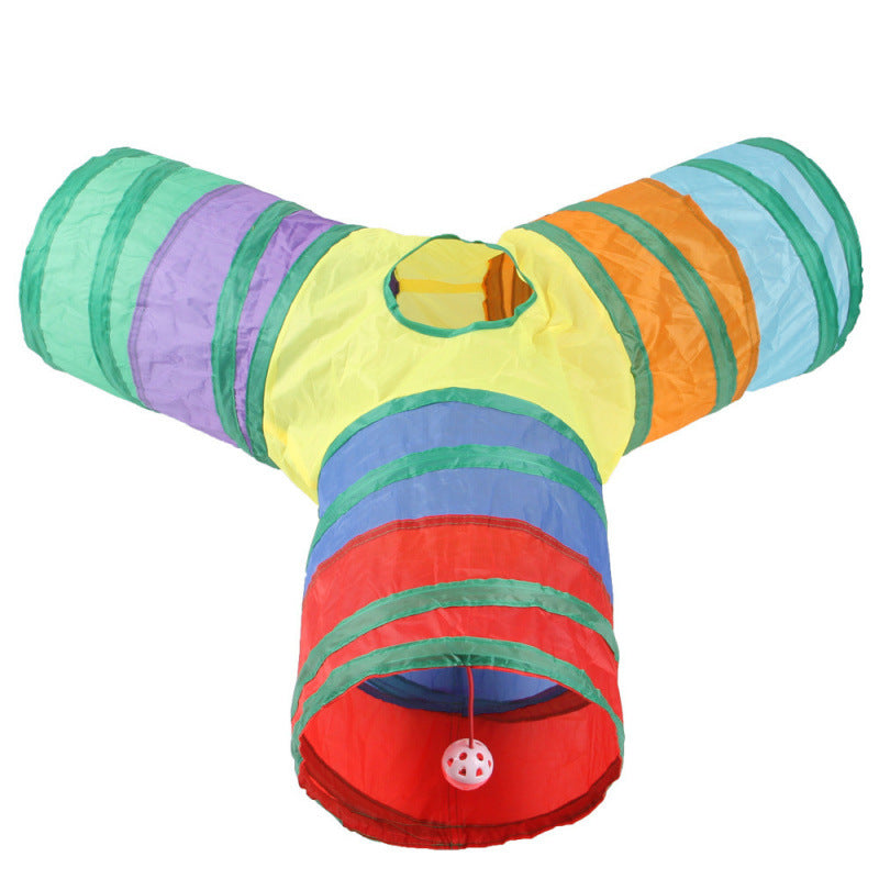 Foldable Rainbow Cat Tunnel Toy 🌈🐱