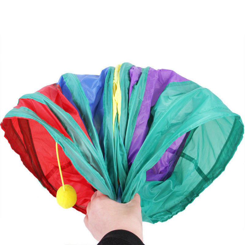 Foldable Rainbow Cat Tunnel Toy 🌈🐱