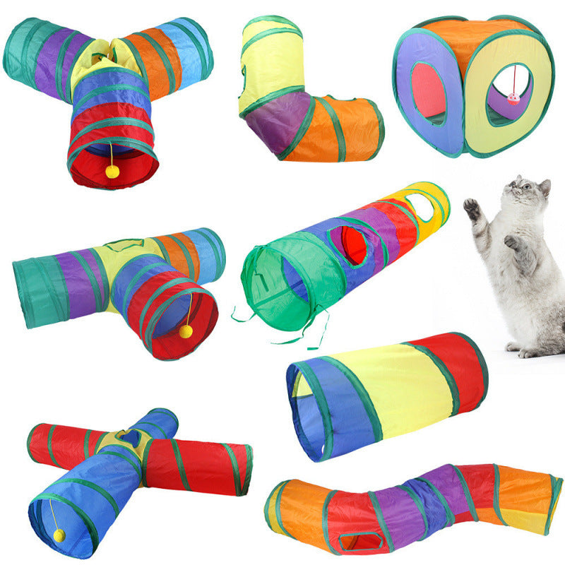 Foldable Rainbow Cat Tunnel Toy 🌈🐱