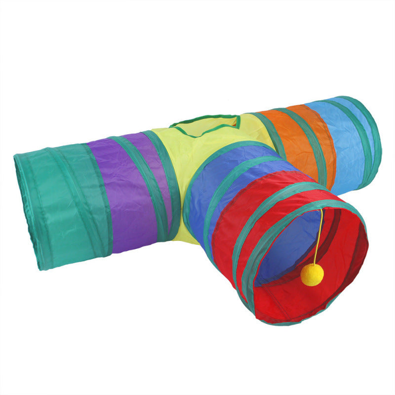 Foldable Rainbow Cat Tunnel Toy 🌈🐱